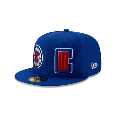 Blue Los Angeles Clippers Hat - New Era NBA Double Hit 59FIFTY Fitted Caps USA7892350